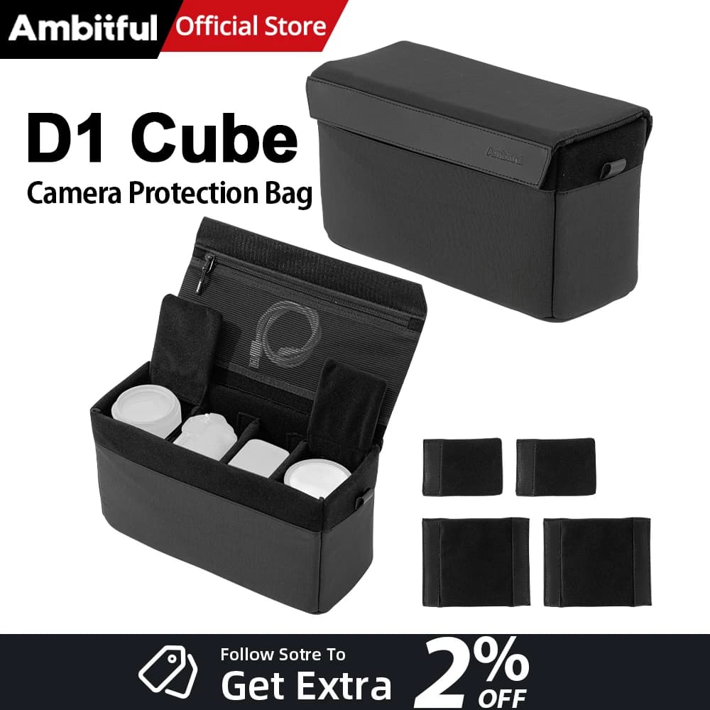 Borsa per Fotocamera DSLR Impermeabile AMBITFUL D1 Cube, Zaino Multifunzionale per Fotocamera Digitale da Esterno, Borsa Interna e Custodia per Obiettivi per Nikon Canon