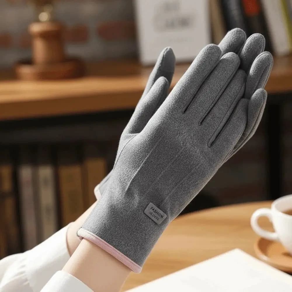 Guanti in Peluche per Coppie, Anti-freddo, Touch Screen, Morbidi e Spessi in Camoscio, Monocolore, Caldi e Antivento, per l'Autunno