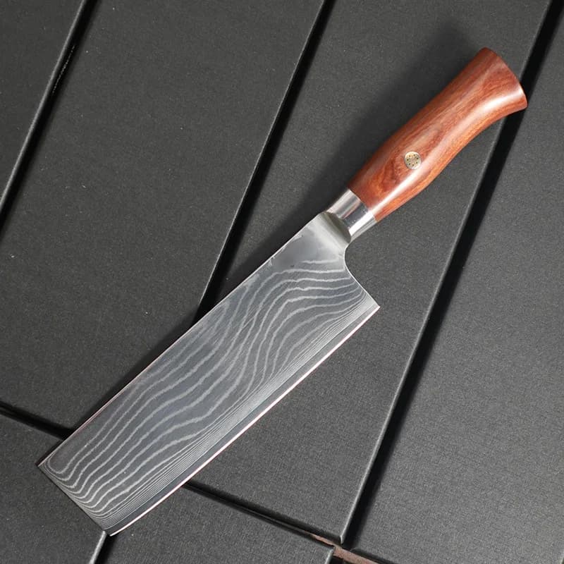6.9 inch Nakiri knife Damascus steel blade Wooden handle Chef Vegetable slicer Meat 9Cr18CoMov Kitchen knife Messer