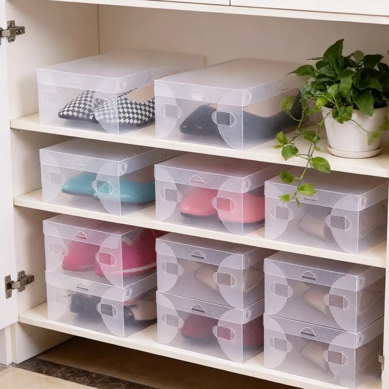 12 Piece Transparent Shoes Box Stackable Shoe Box Plastic Shoe Box Dust Sports Shoe Box, Optional Specifications