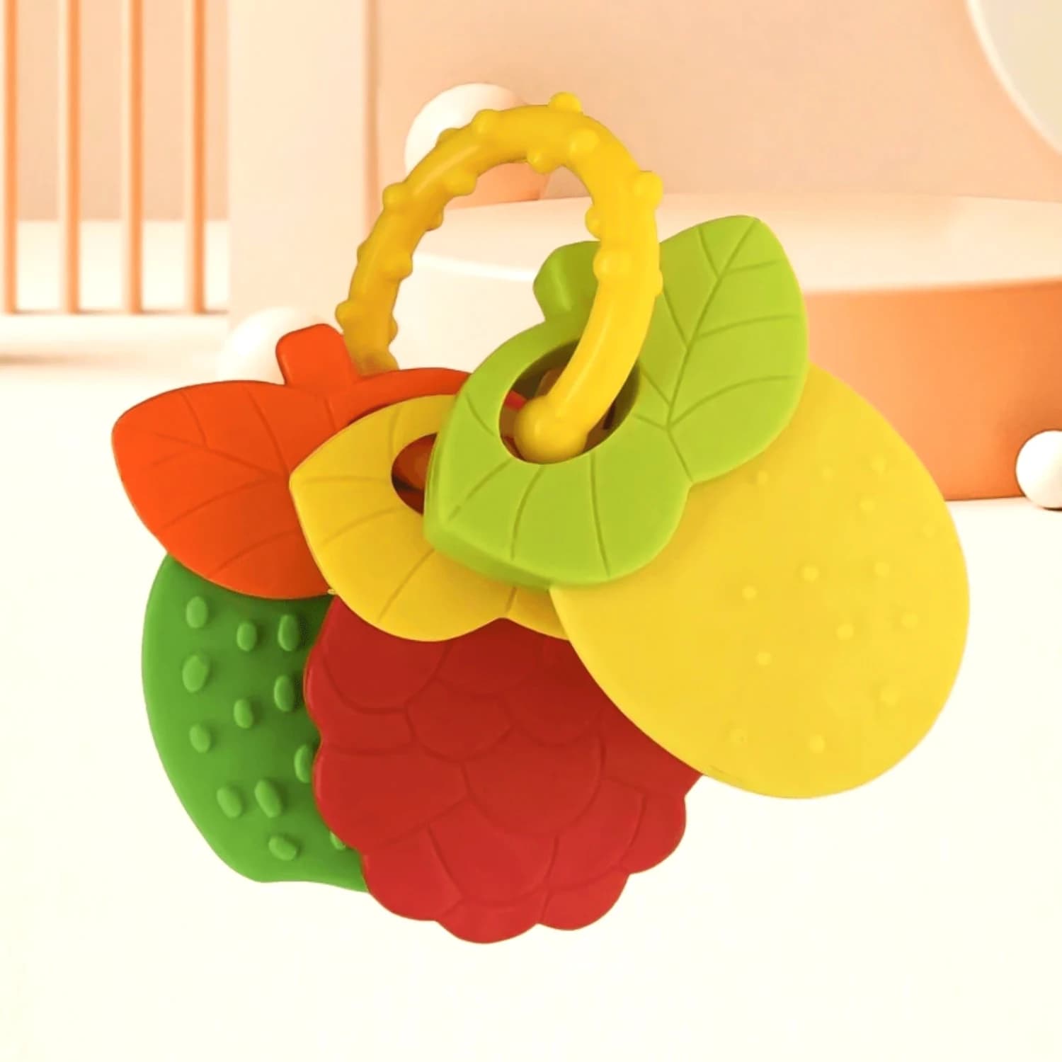 Decorazioni natalizie, giocattoli per la dentizione dei bambini, massaggiagengive in silicone a forma di frutta, sicuri, lenitivi per le gengive dei neonati, set regalo per neonati e bambini piccoli