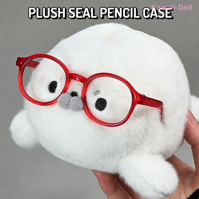 [DO]Funny Cute Seal Doll Pencil Case High Aesthetic Value Storage Bag Large Capacity Plush Stationery Bag School Supplies[DO]