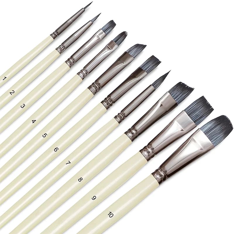10pcs Artist Paint Brushes Set Professional Miniatures Painting Kits with Anti-Shedding Nylon Hair Tips Paintbrushes for Acrylic