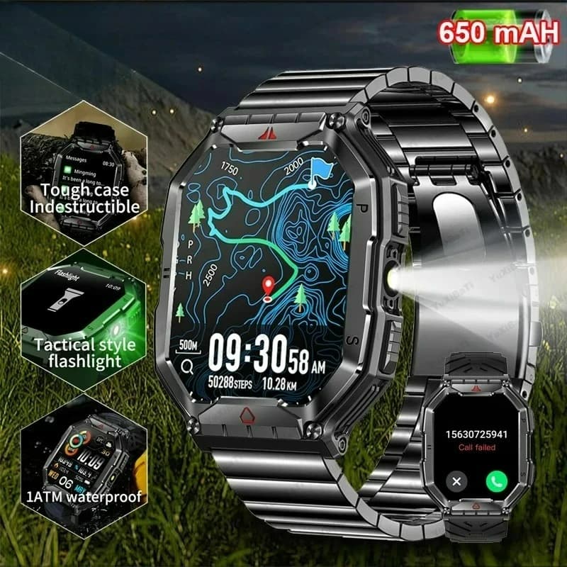 New Military Smartwatch 2026 for Men, 2,01 HD Screen, 650mAh, IP68, Open Sports Tracker, 24 Hour Health Monitoring