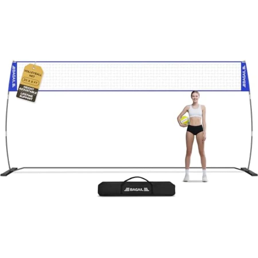 Rete da Pallavolo Portatile 12ft/20ft per Giardino - Altezza Regolabile, Telaio Resistente, Design Autoportante