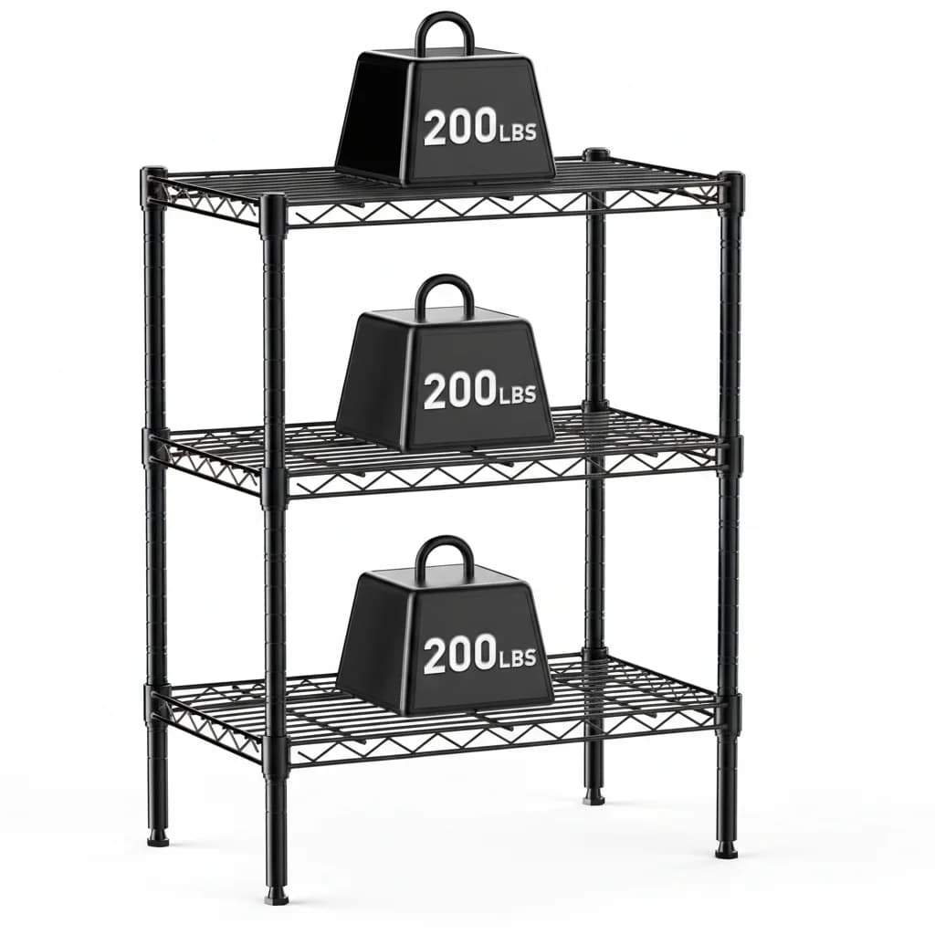 3-Tier Metal Wire Storage Shelf Unit, 31-Inch Adjustable Layer Height Shelving Rack, Heavy Duty Anti-Rust Black Metal Frame, Space-Saving Multifunctional Organizer, Sturdy Structure Easy Assembly Wire Shelving for Kitchen Garage Living Room Bathroom Offic