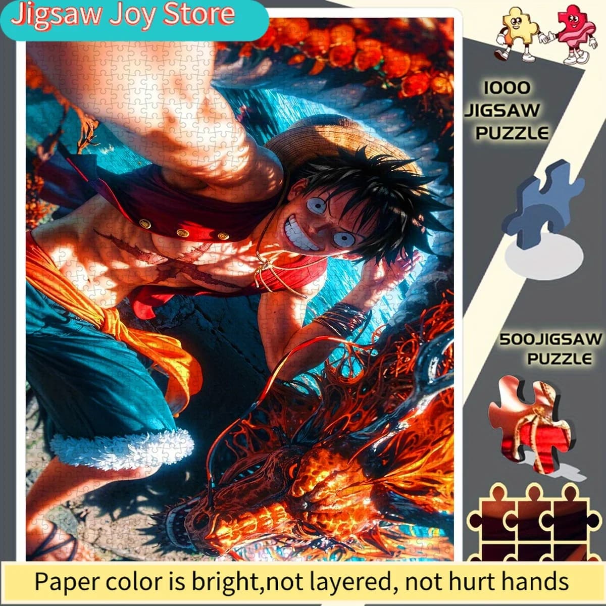 Puzzle di Carta Senza Cornice Stile Anime Passionale con Luffy Selfie Dragon Beside The Seaside - La Scelta Perfetta per gli Appassionati - Educativo P