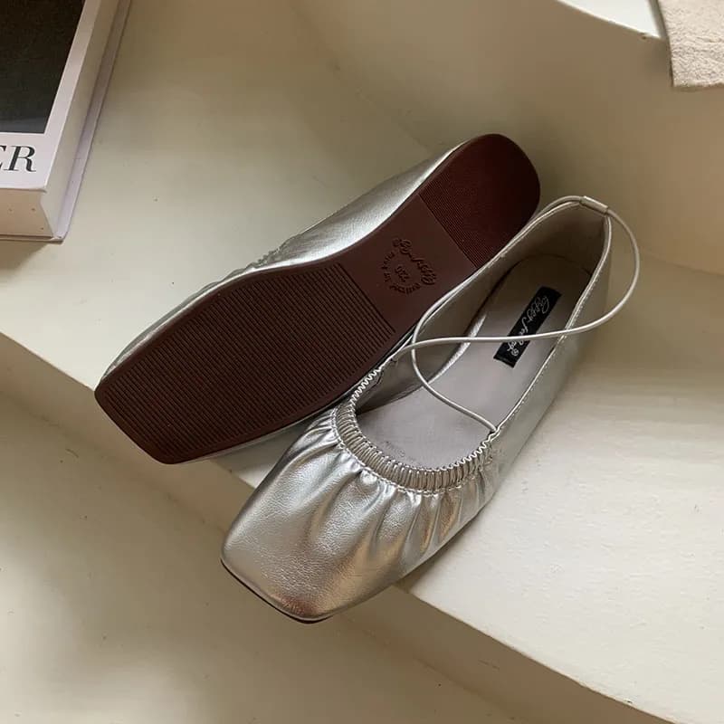 Morbide ballerine da donna con punta quadrata alla moda femminile con scarpe Calzature casual Ballerine da donna poco profonde Slip On Shoes nuove