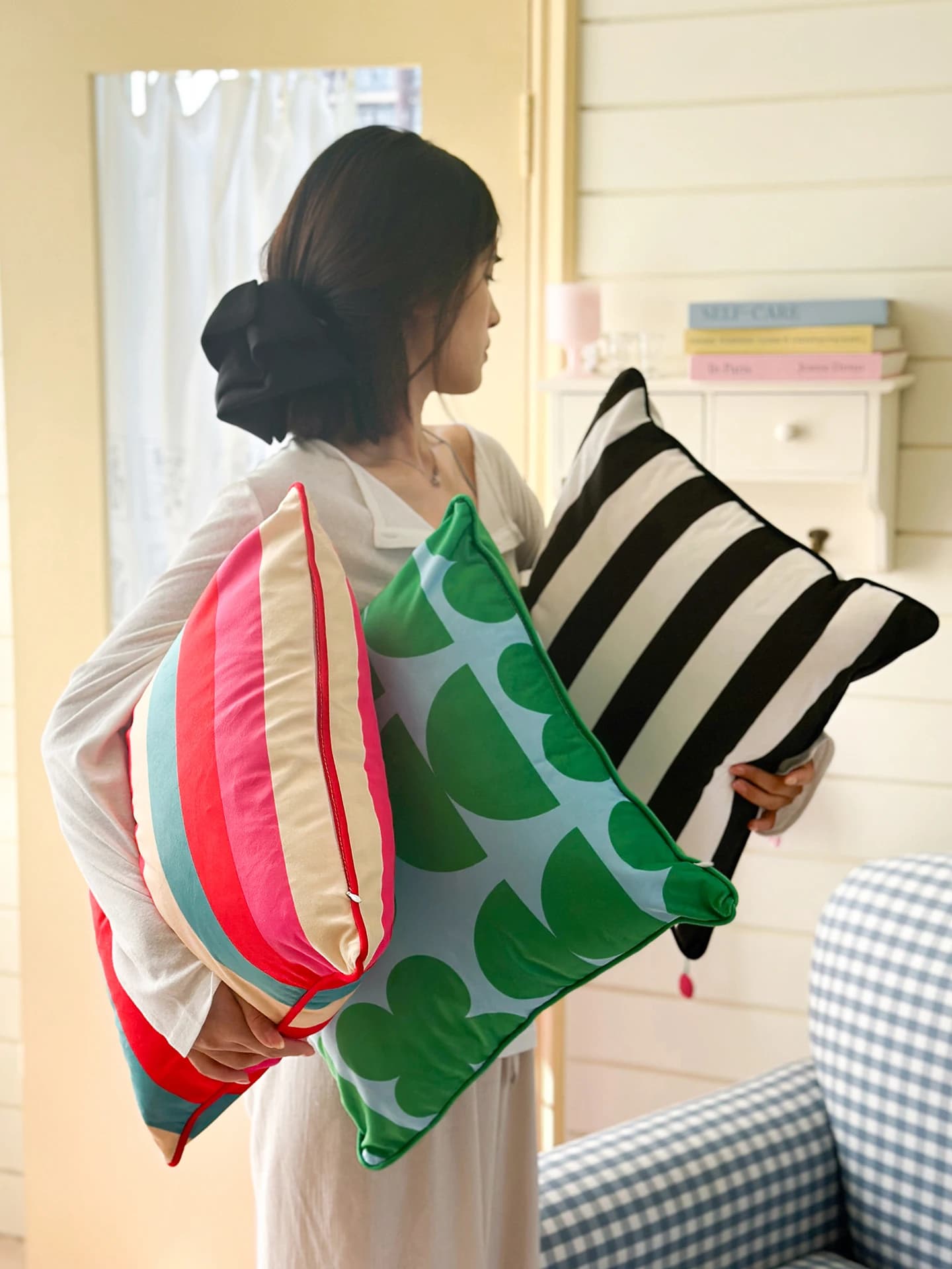Cuscino Quadrato in Velluto Dopamine per Ufficio, Soggiorno, Divano, Letto, Poggiatesta, Schienale, Sedia, Cuscino Lombare, Cuscino Decorativo per la Casa