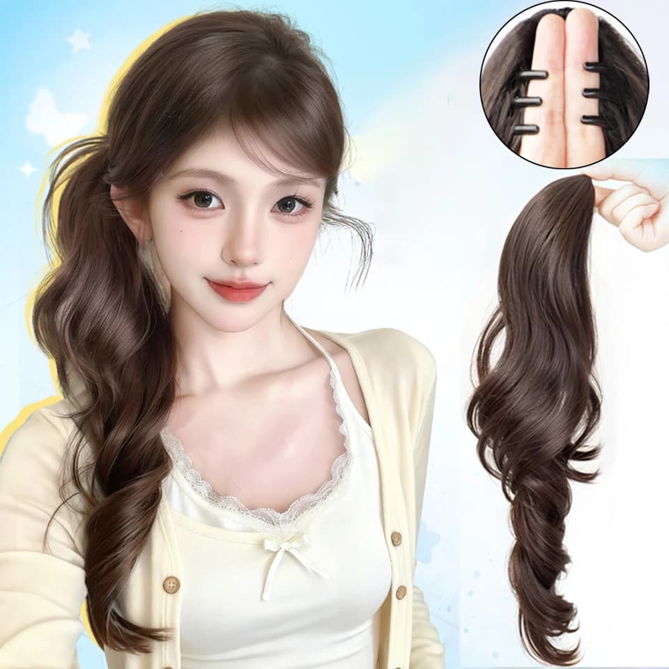 Curly Clip In Hair Ponytail Extensions Synthetic Wig Hairpiece with Crab Hair Clip for Women Halloween Christmas Party Cosplay