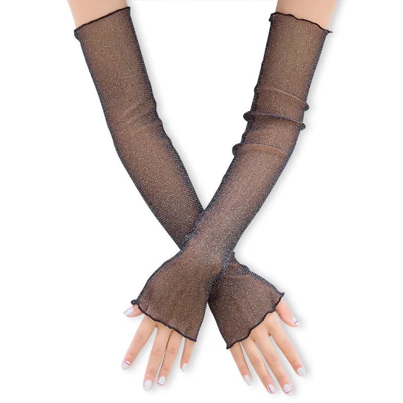 Guanti Estivi da Donna Senza Dita, Sottili, Lunghi 50 cm, Protezione Solare UV Traspirante, alla Moda, per Proteggere le Braccia dal Sole