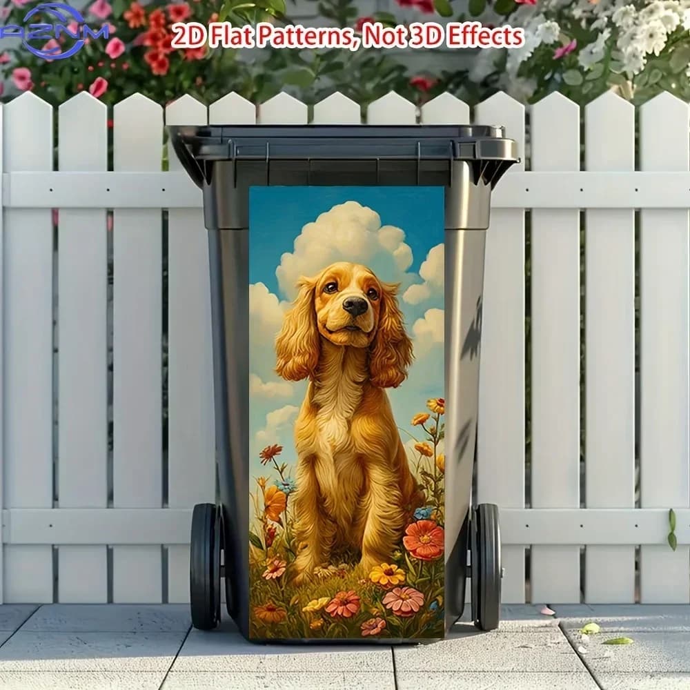 2D Print Trash Can Pattern Sticker Bin Home Ornament Art Decal