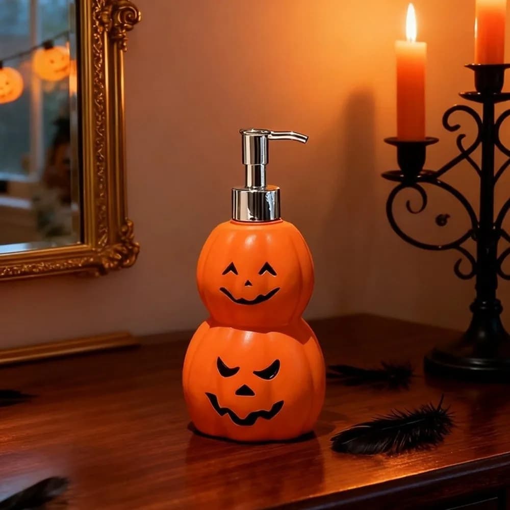 Refillable Ghost Face Pumpkin Lotion Bottle Portable Plastic Liquid Hand Soap Container Pump Style Soap Dispenser Halloween