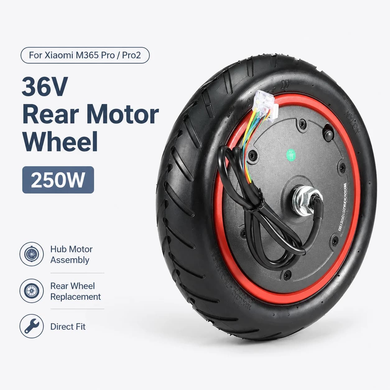 36V Rear Motor Wheel for Xiaomi M365 Pro Pro2 Electric Scooter 250W 350W 500W Hub Motor Tire Assembly Repair Part