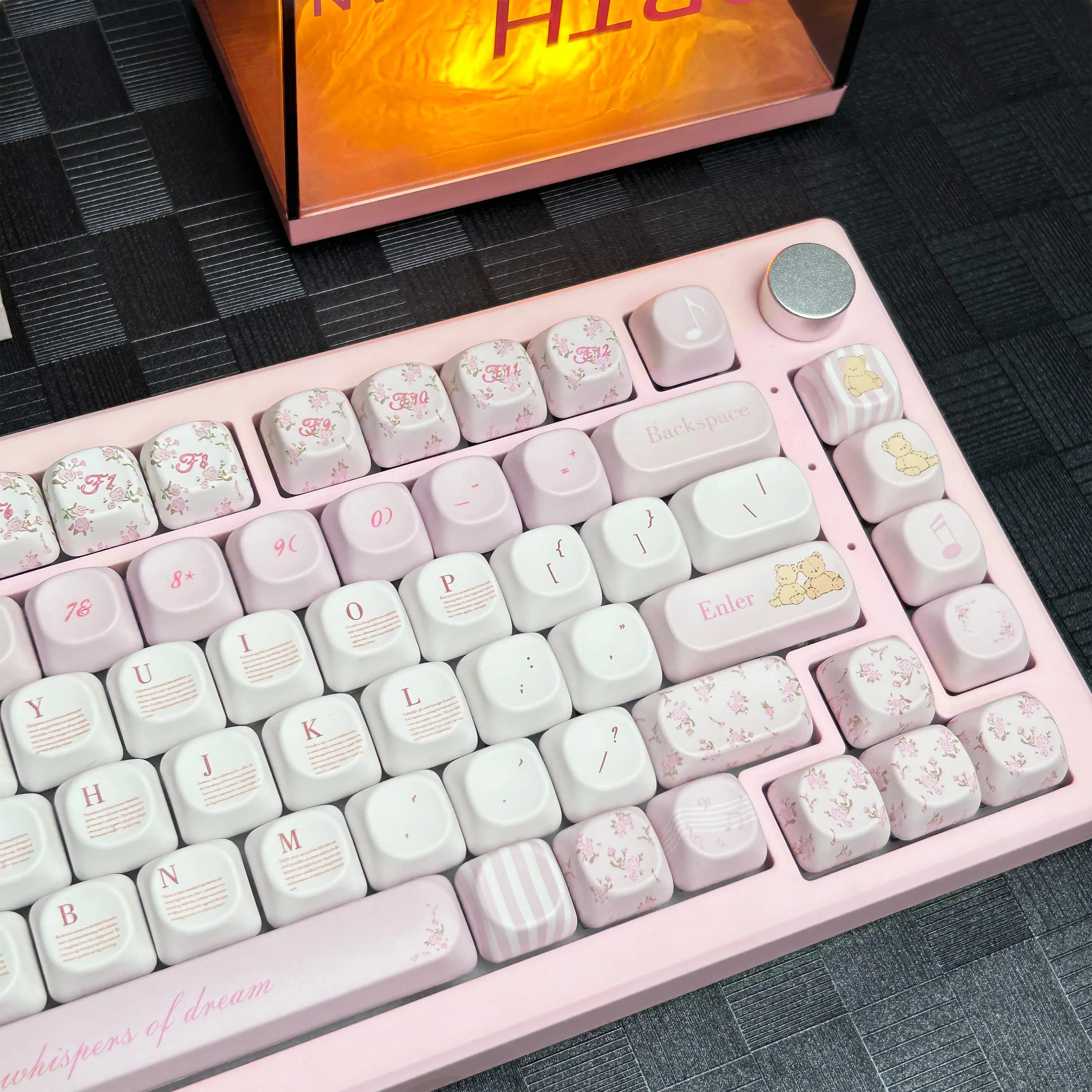 Little Bear Bouquet Keycap MOA Cherry Profile Rosa PBT Custom mechanical keyboard cups Gifts with delicate floral pattern cover and cute