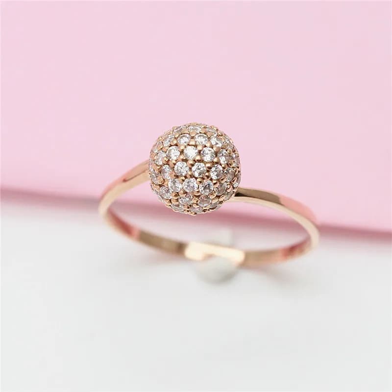 585 viola placcato oro 14K oro rosa moda intarsio classico cristallo bianco palla anelli di perline per le donne gioielli squisiti lucidi