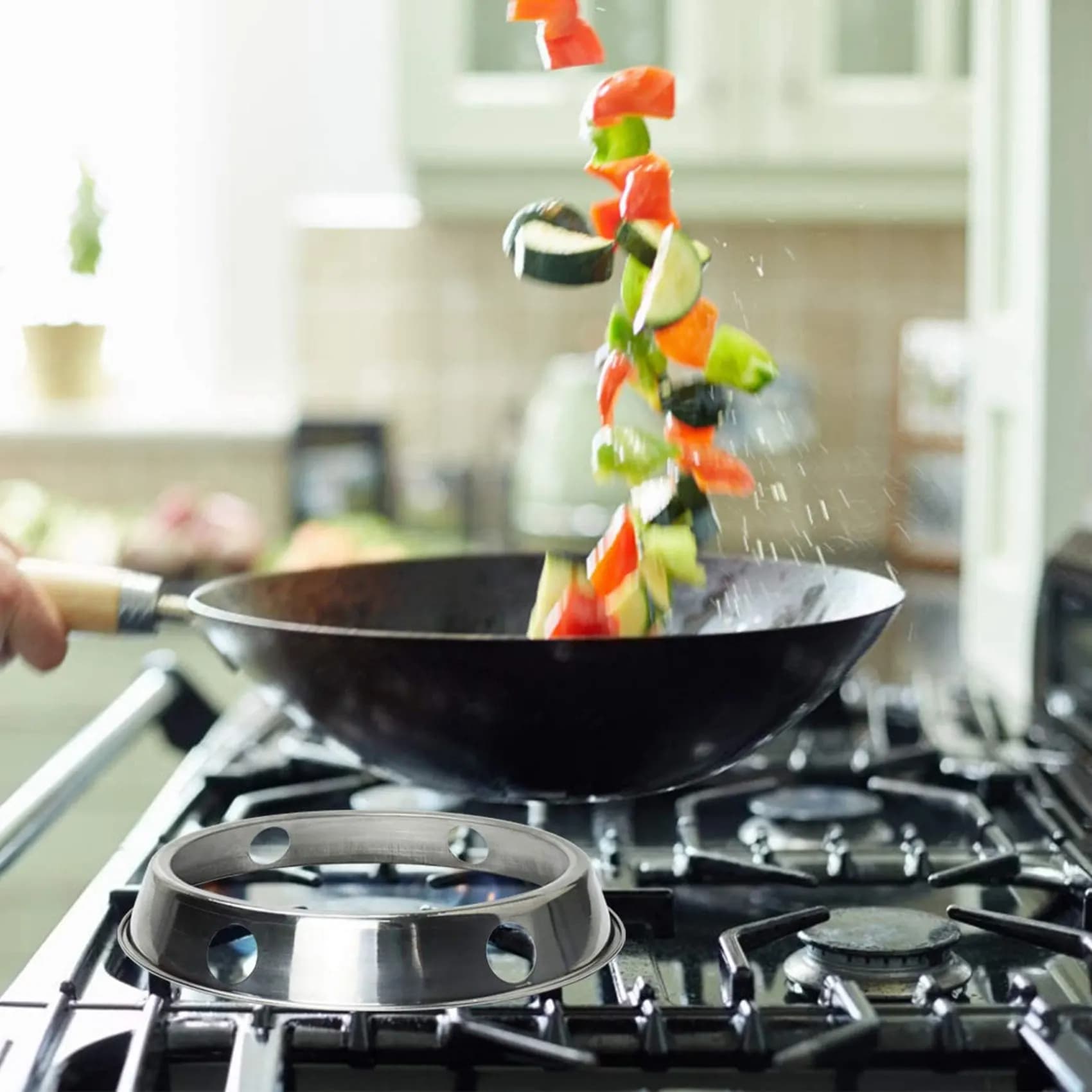 M12K-2X Universal Wok Pan Support Rack Stand Wok Ring/Metallic Round Bottom Universal Size For Gas Stove Fry Pans