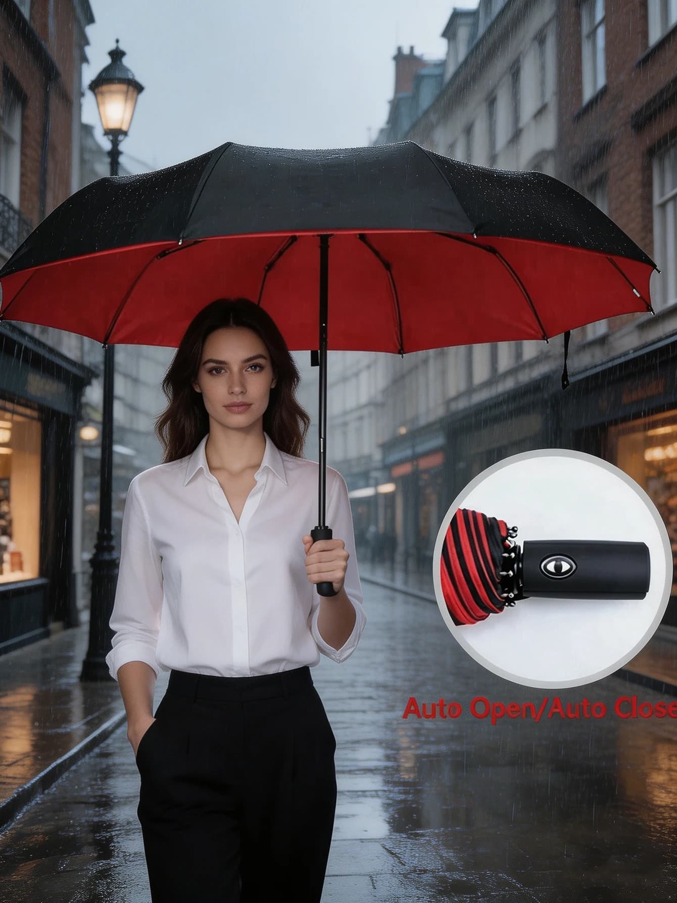 Ombrello automatico a doppio strato ispessito con 10 stecche, ombrello di lusso leggero per affari, antivento, protezione solare, ombrello pieghevole