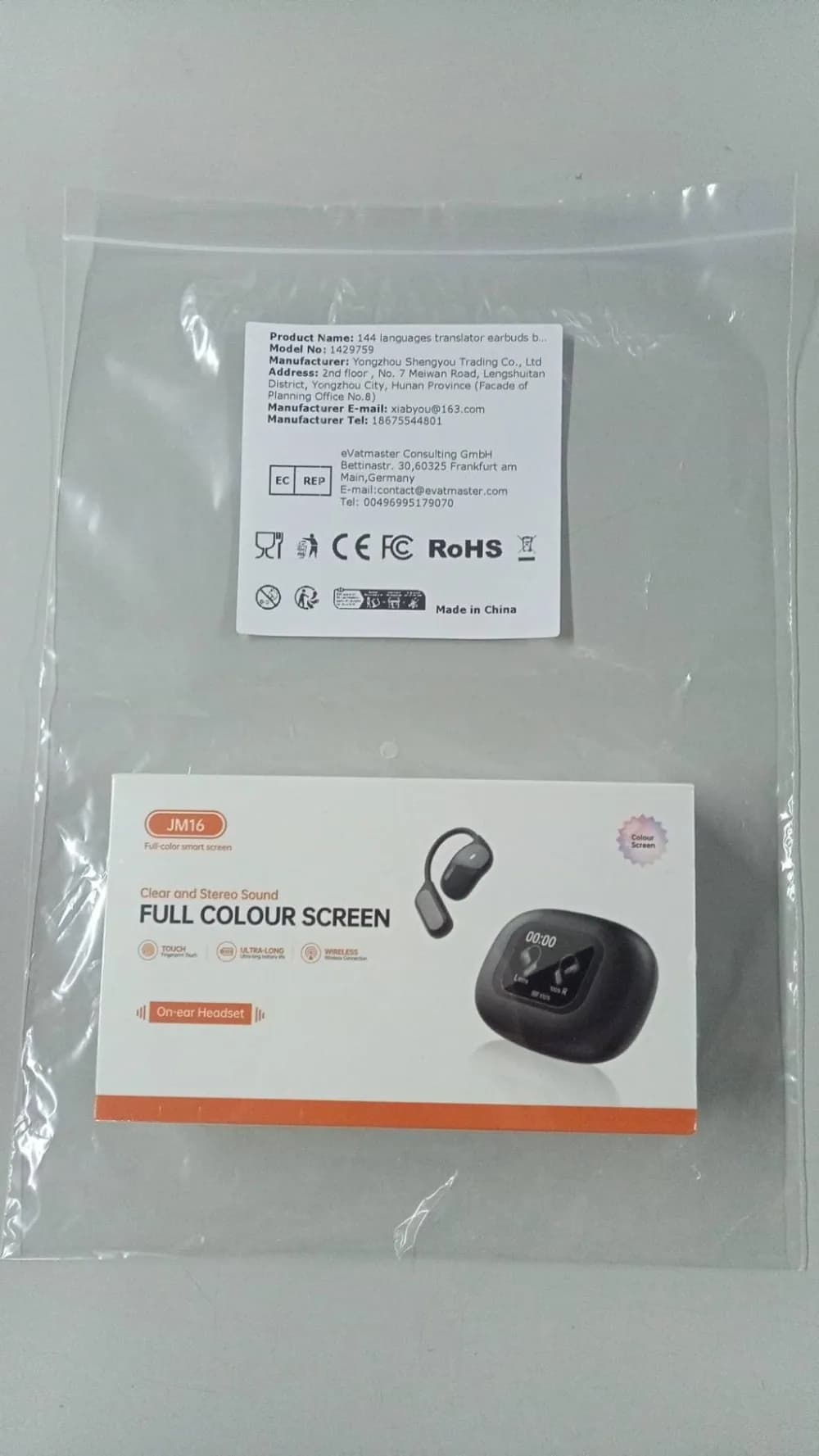 Auricolari per traduzione JM16 Cuffie per traduttori AI Bluetooth Auricolari per traduzione linguistica in tempo reale per viaggi d'affari all'estero
