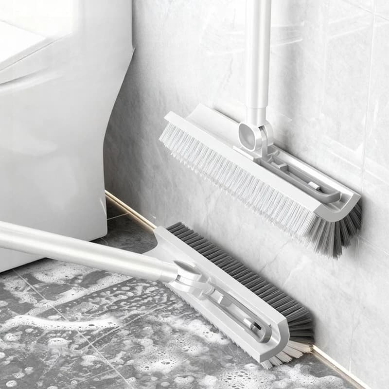 Spazzola per la pulizia del pavimento e delle fessure del WC, spazzola due in uno con manico lungo per la pulizia del bagno e degli angoli delle piastrelle