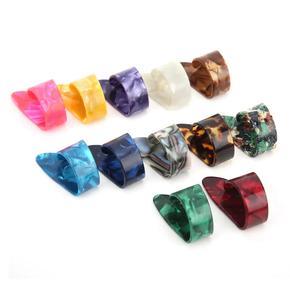 Set di 12 Plettri per Chitarra in Celluloide ​ Colorato ​ Accessori per Strumenti Musicali ​ ​ Plettri per Dita e Pollice ​ ​ Forma Piatta ​