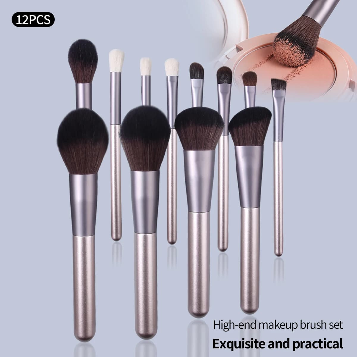 Set di pennelli per trucco di alta gamma da 12 pezzi, pennelli cosmetici morbidi e di lusso per sfumare il fondotinta, kit di strumenti per il trucco squisiti e pratici