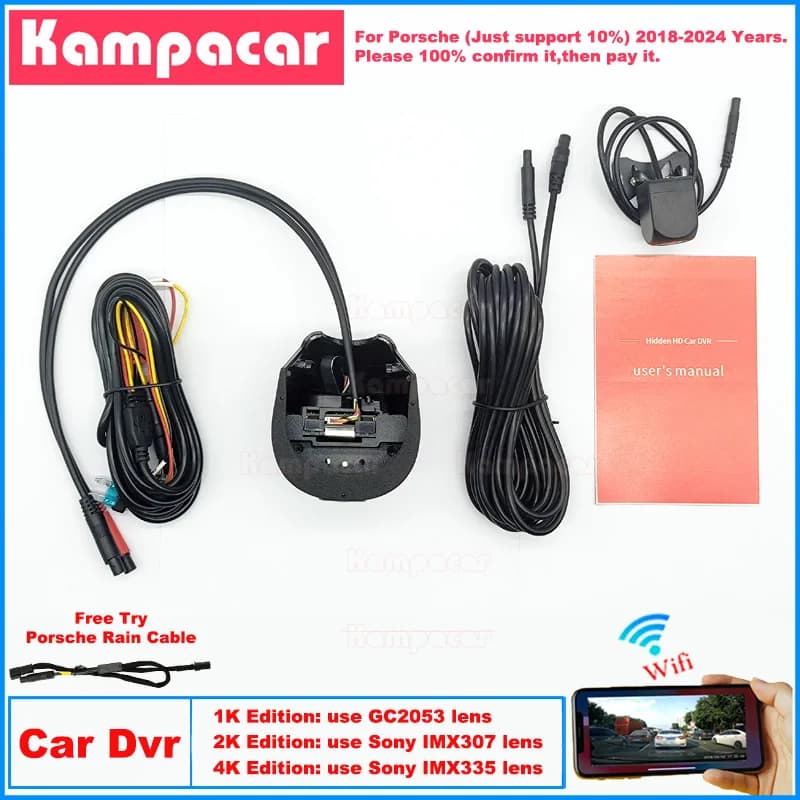 New Plug and Play PH03 1K 2K Dash Cam Auto Dvr Camera for Porsche Taycan Cross Tourism Cayenne Macan Boxster 911 2018-2024