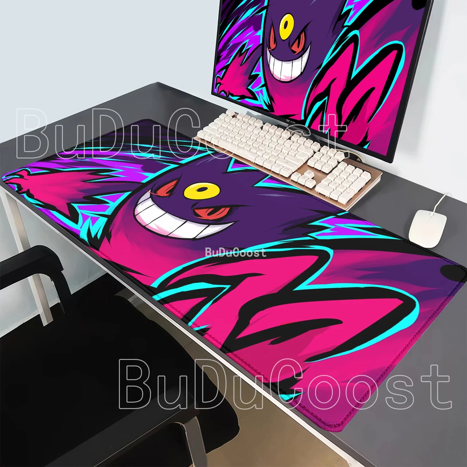HD Printing Gengar Pokemon Anime Mousepad Large PC Gaming Office Accessories Mouse Pad Lock Edge Computer Keyboard XXL Desk Mat