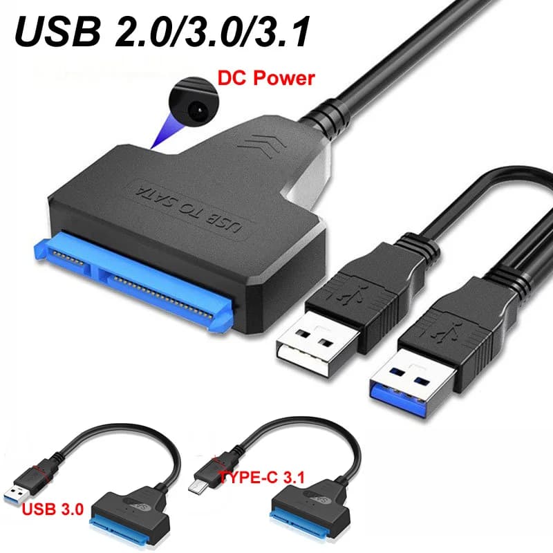 Cavo Easy Drive da SATA a USB 3.0 2.0 Adattatore per disco rigido da USB 3.0 a SATA III Adattatore per disco rigido SSD HDD esterno da 2,5 pollici Alimentazione CC
