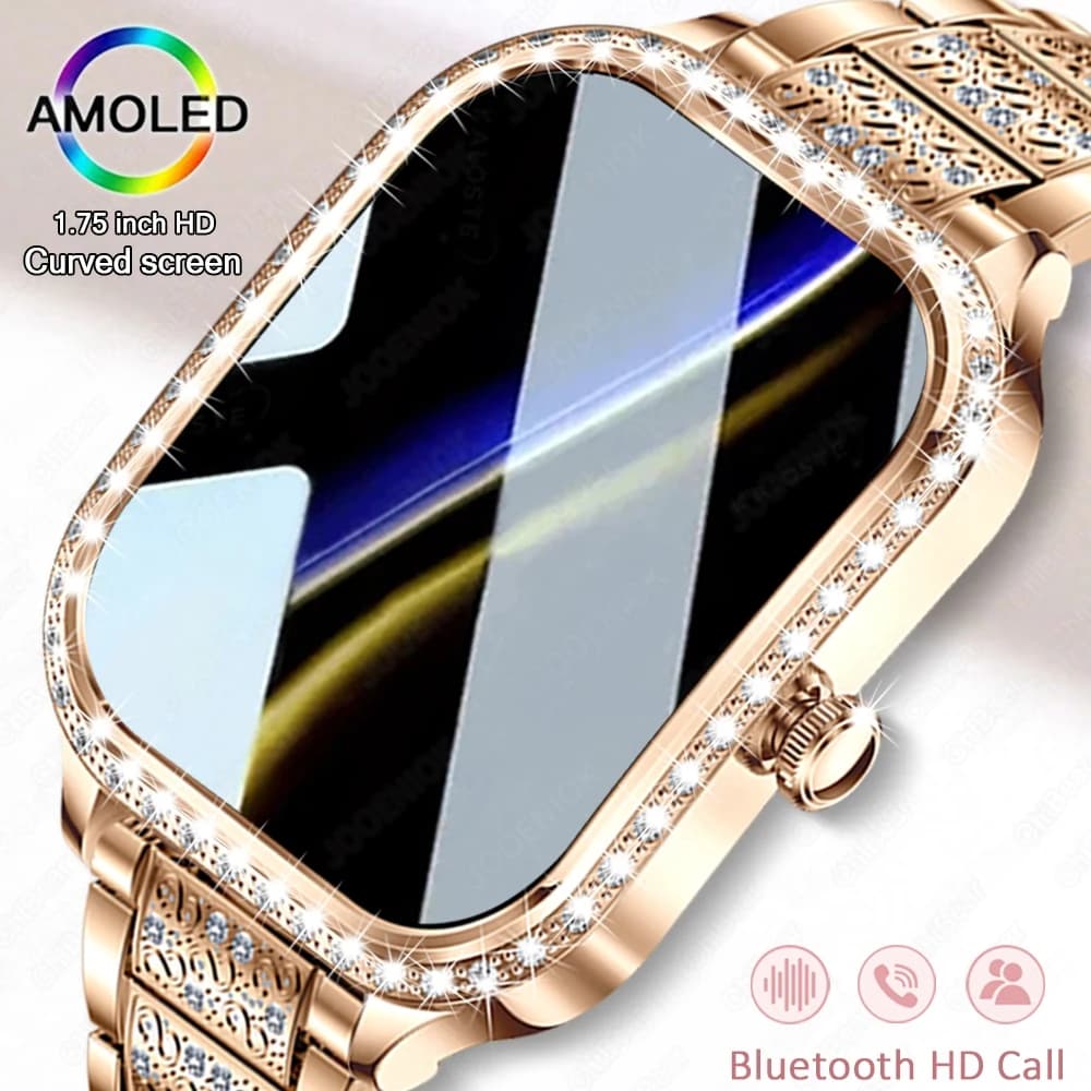 2026 new women fashion diamond Smartwatch heart rate monitor blood pressure music reproduction AI sports voice called BT SmartWatch