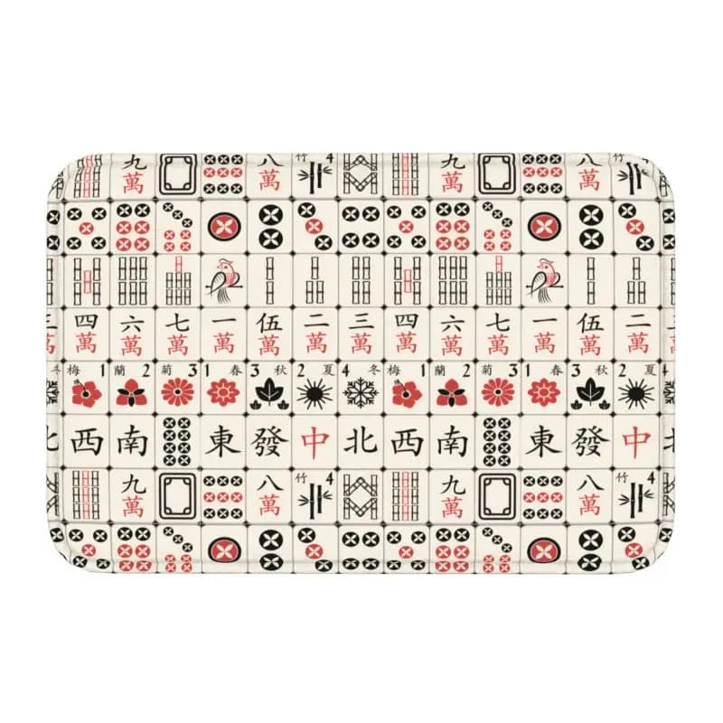 Tappetino da pavimento personalizzato con motivo piastrelle Mahjong, porta da cucina, bagno, zerbino da esterno antiscivolo, tappeto da ingresso per soggiorno