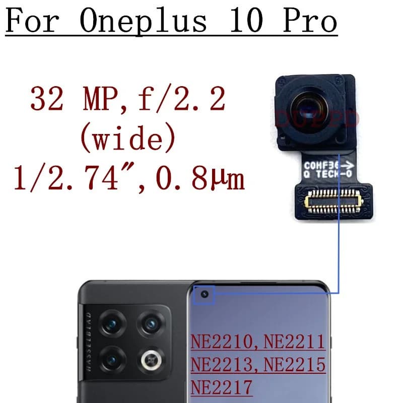 Fotocamera Frontale per OnePlus 11 10T 10R 9R 9RT 8T 9 8 10 Pro, Modulo Fotocamera Frontale Grandangolare per Selfie, Cavo Flessibile, Ricambi