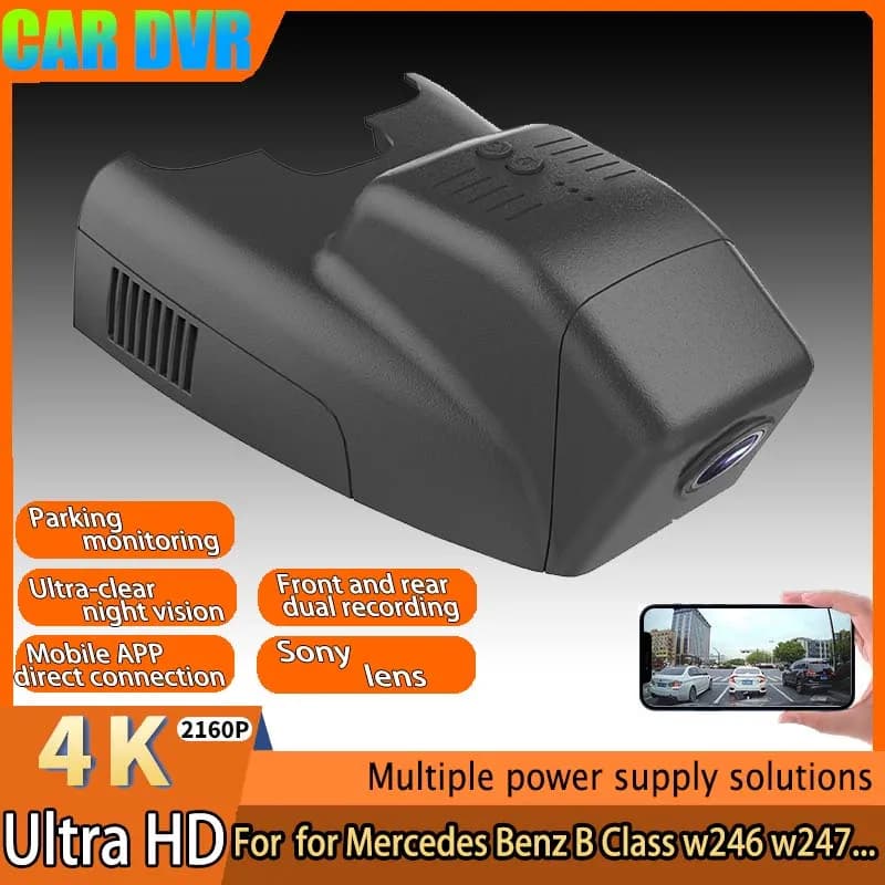 Dashcam 4K Plug and Play with easy installation via Wi-Fi for Mercedes Benz Class B w246 w247 B180 B200 B250 B260 2011- 2019