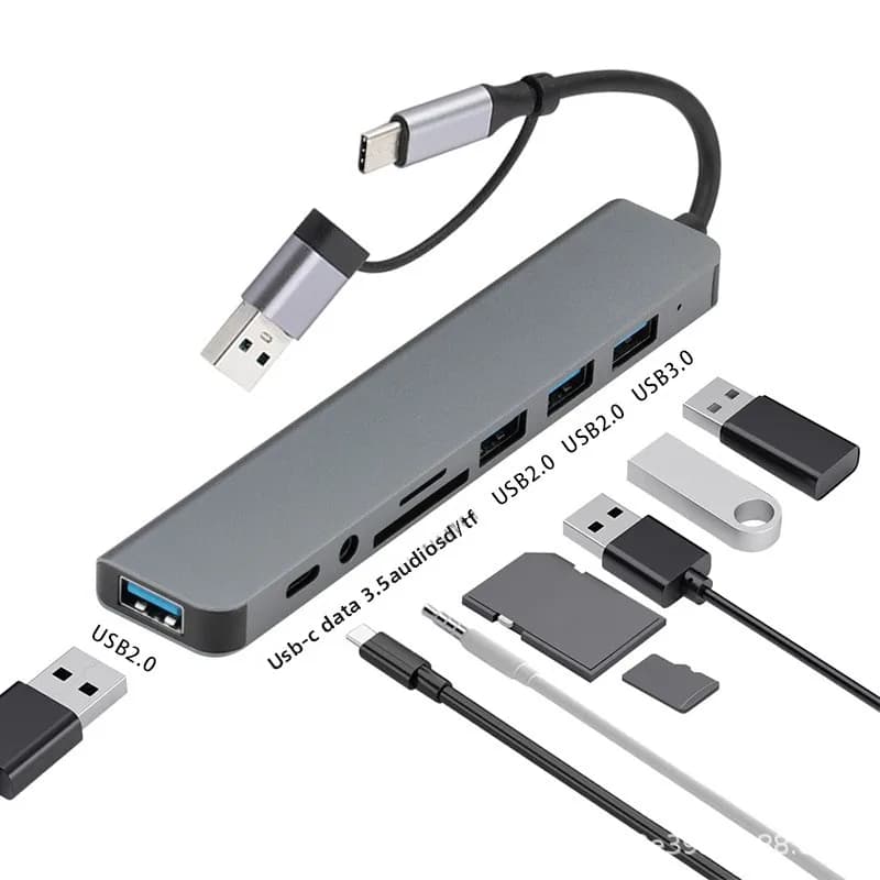 Docking Station Type-C Hub USB Multifunzionale a Doppia Testa Otto-in-Uno