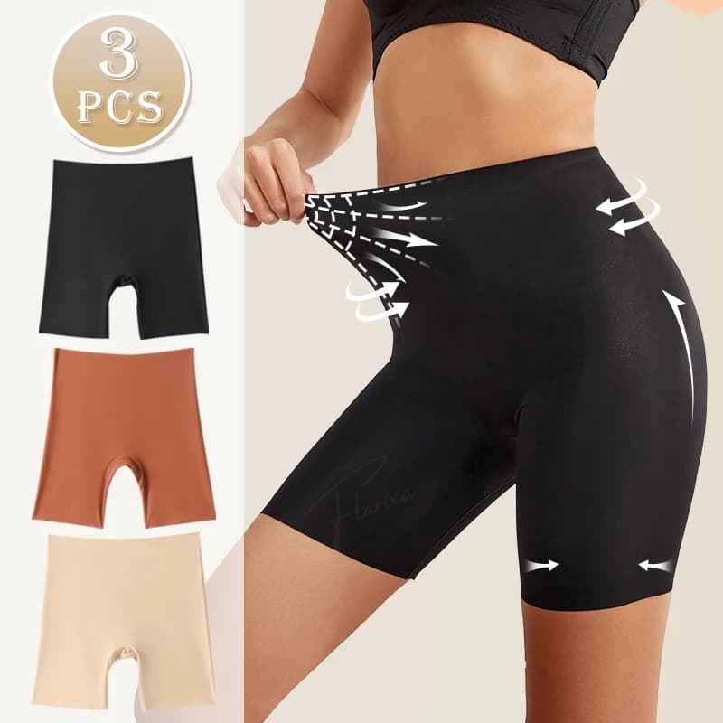 Flarixa 3PCS Anti Flip Pants Women's Anti-slip Shorts High-Life Safety Pants Invisible Underwear Cycling Boxer Dress Breathable