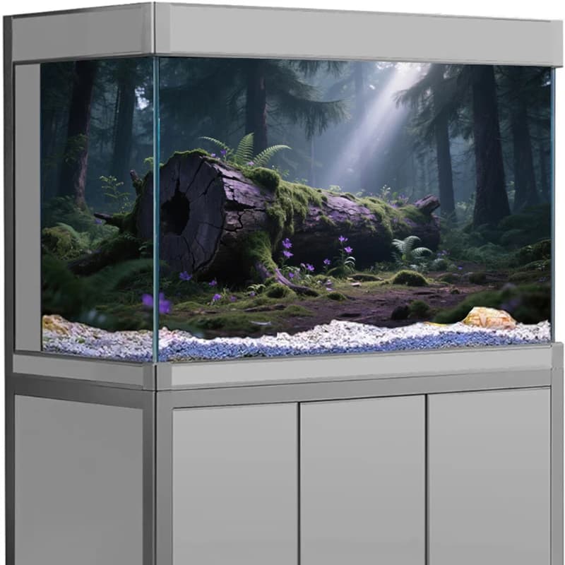 Fish Tank Decor Aquarium Background Sticker, 3D Ecosystem Aquascaping Fish Tank Backdrop Decorations PVC Aquarium Accessories