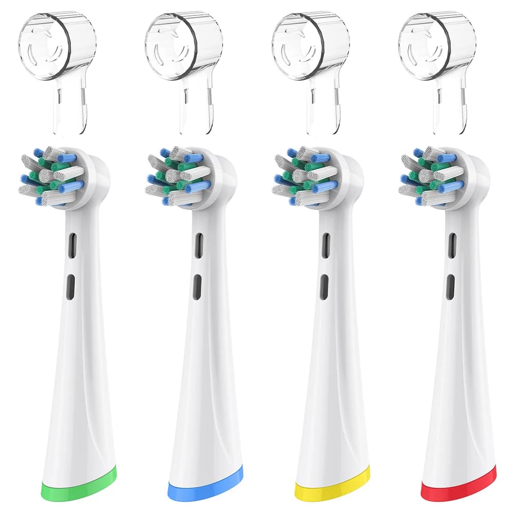 4 testine di ricambio e 4 coperture antipolvere per testine di spazzolini compatibili con lo spazzolino elettrico Oral B iO 2/3/4/5/6/7/8/9/10