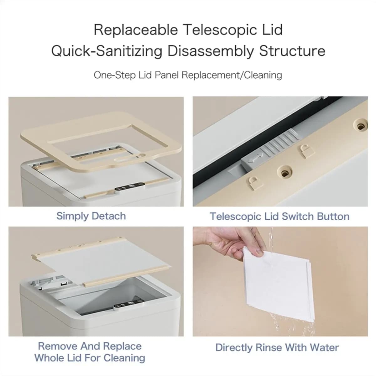 Cestino Intelligente Ricaricabile BABQ 6L con Sensore e Coperchio a Scomparsa, Chiusura Automatica per Scrivania/Auto, Ufficio/Bagno, Anti-Odore