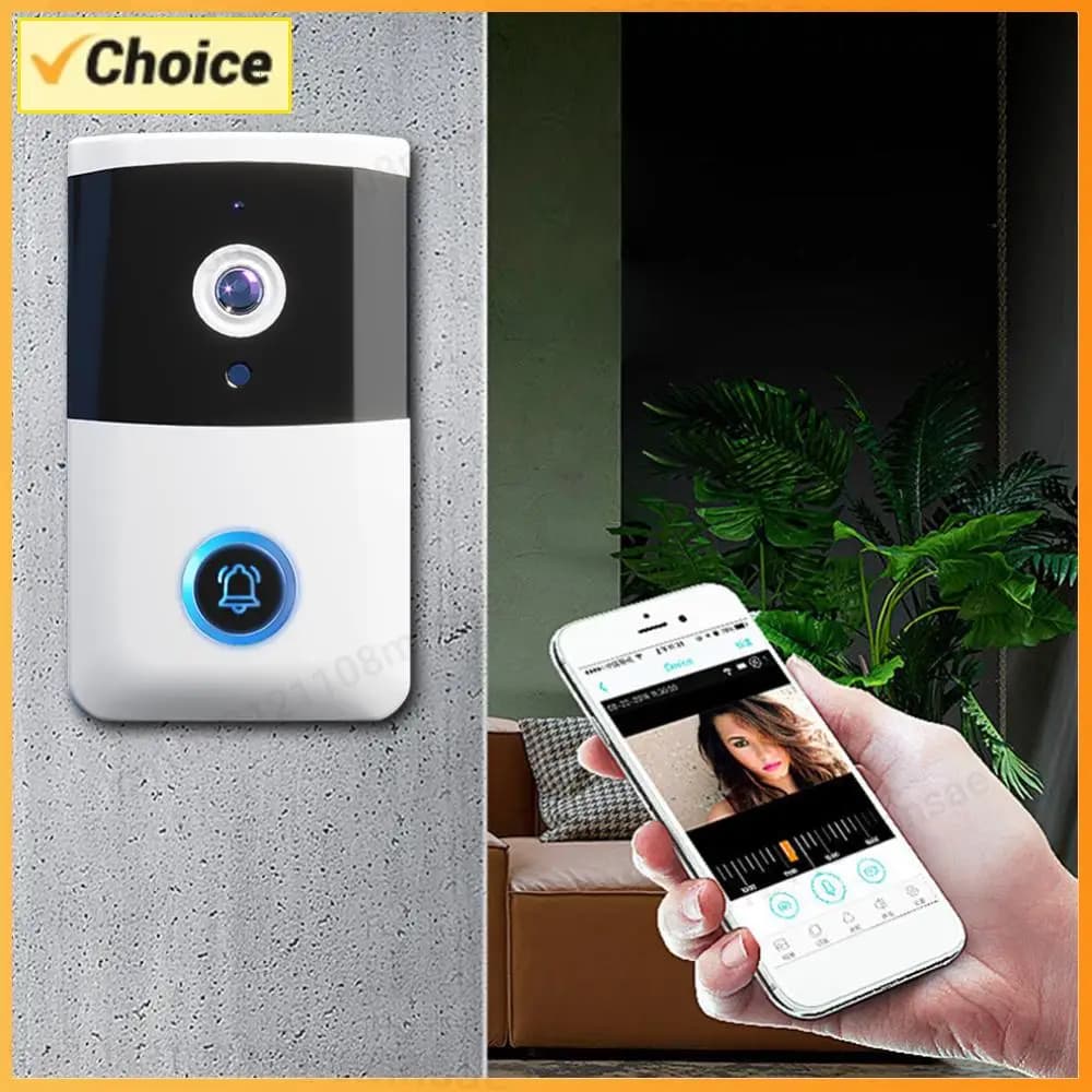 Campanello Video Wireless WiFi con Visione Notturna IR, Telecamera per Campanello Visivo per Sistema di Allarme Domestico