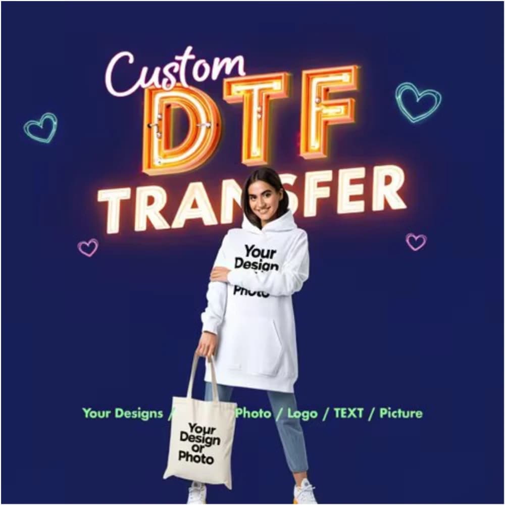 Custom Dtf Transfers Ready to Press for T-Shirts Hoodies Bags, Custom Design Iron on Transfers Vinyl Personalized Designs