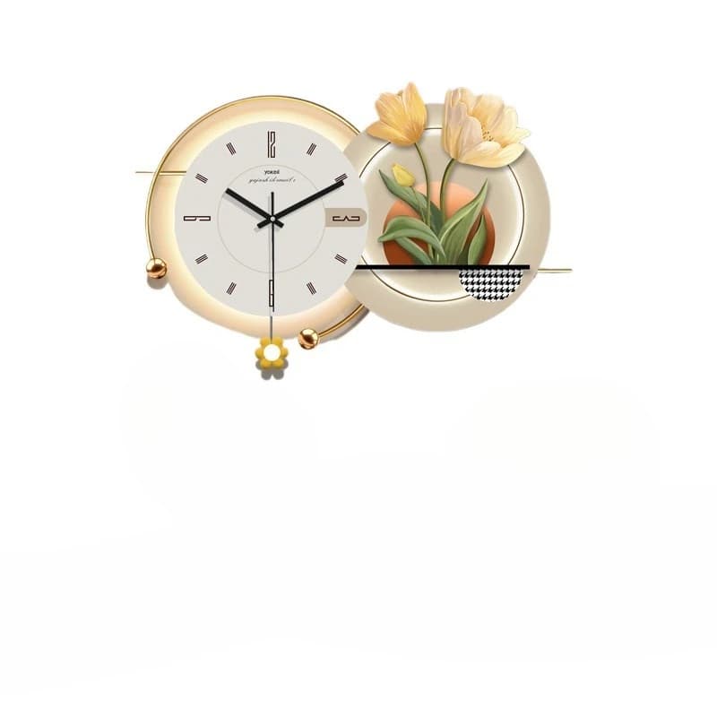 Orologi da parete, soggiorni, sale da pranzo moderne, orologi, lusso discreto, decorazioni floreali alla moda