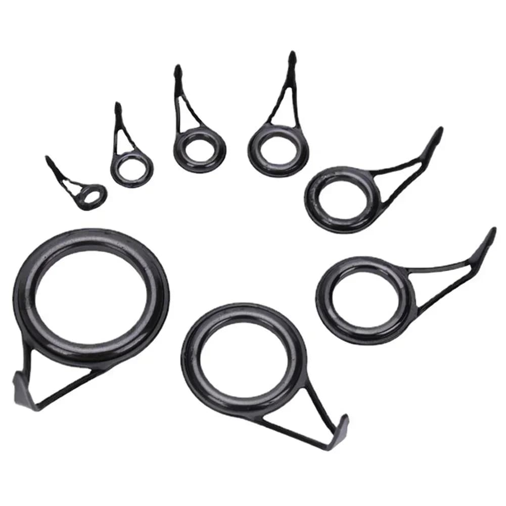 8 pieces fishing rod guides top size fishing rings mixed rod repair kit for rod guides for line set of eyes black spare parts