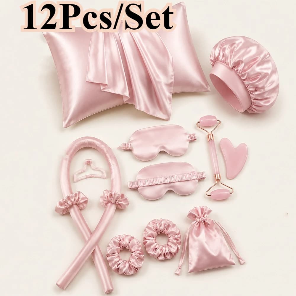 Set di 4/12 Pezzi di Bigodini Senza Calore, Kit per la Cura della Pelle e Spa, Accessori per la Bellezza Notturna, Set Regalo per la Casa, Strumenti per lo Styling dei Capelli