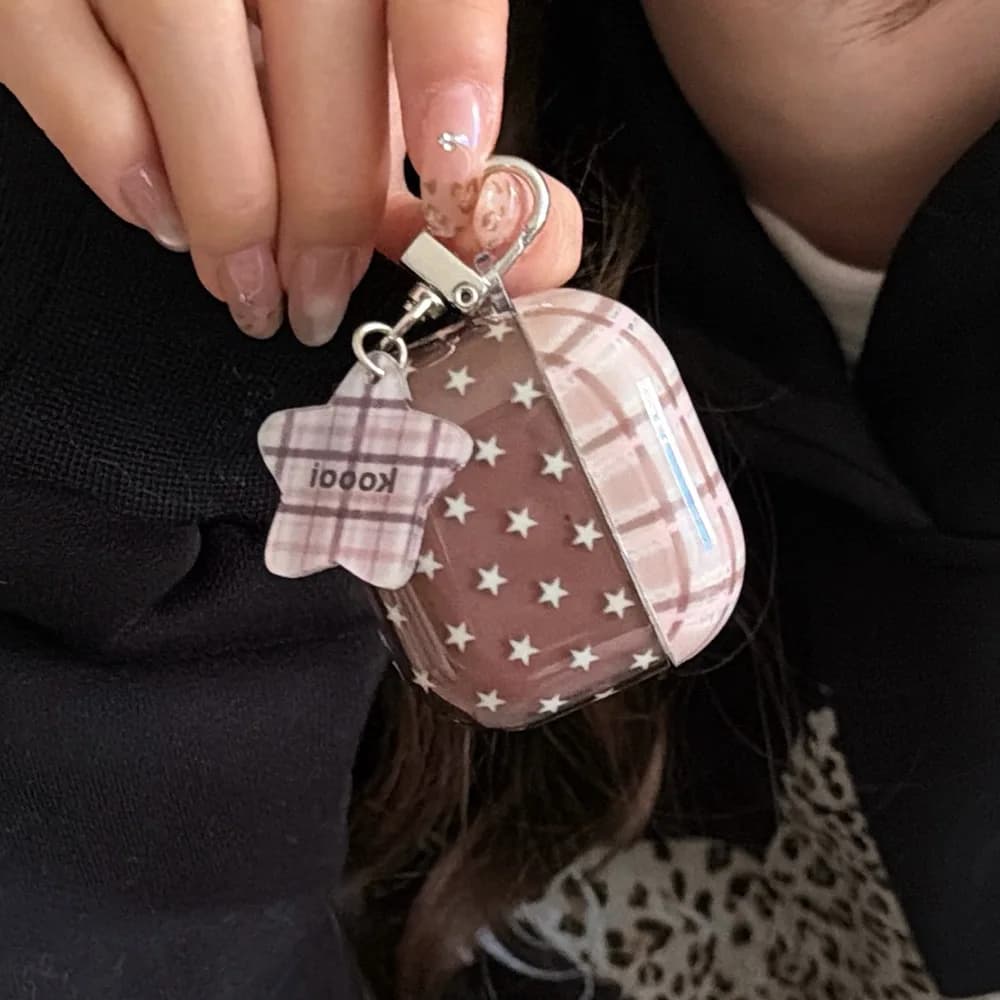 Custodia morbida trasparente per auricolari scozzese marrone Simpatico ciondolo a forma di stella Custodia protettiva antiurto anticaduta per AirPods 1 2 3 4 Pro 3 2