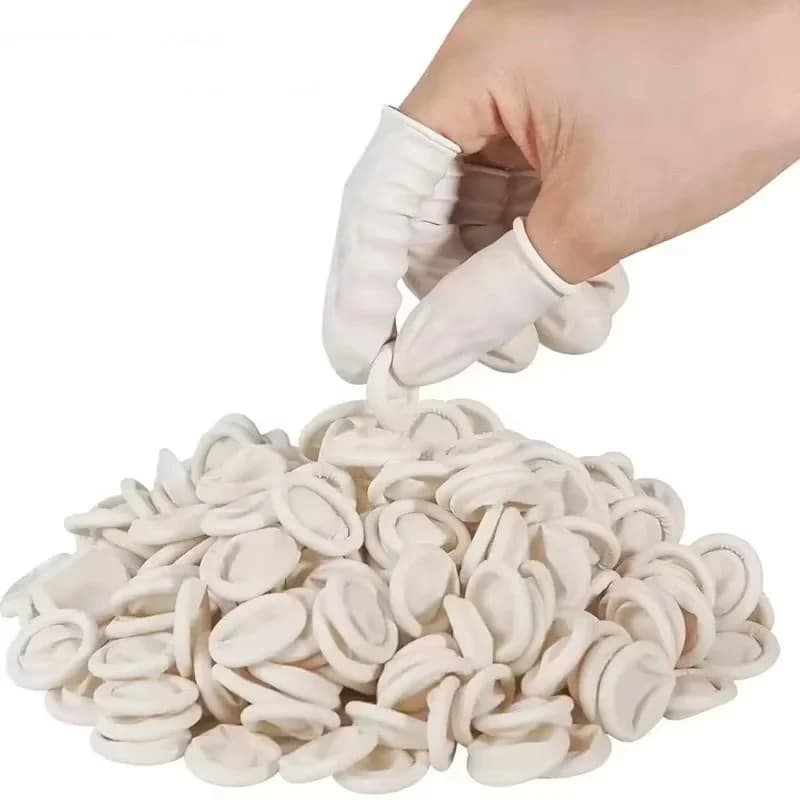 100Pcs Disposable Fingertips Protector Gloves Natural Rubber Non-slip Anti-static Latex Finger Cots Fingertips Durable Tool