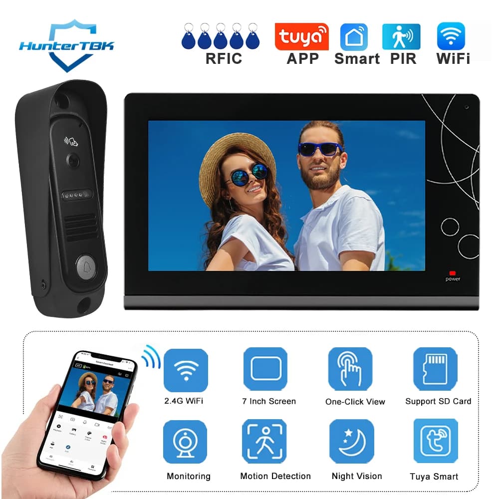 Videocitofono IP 1080P TUYA Smart WIFI Campanello Videocamera da 3MP Kit di rilevamento del movimento per visione notturna Connessione Cat 5/RVV4
