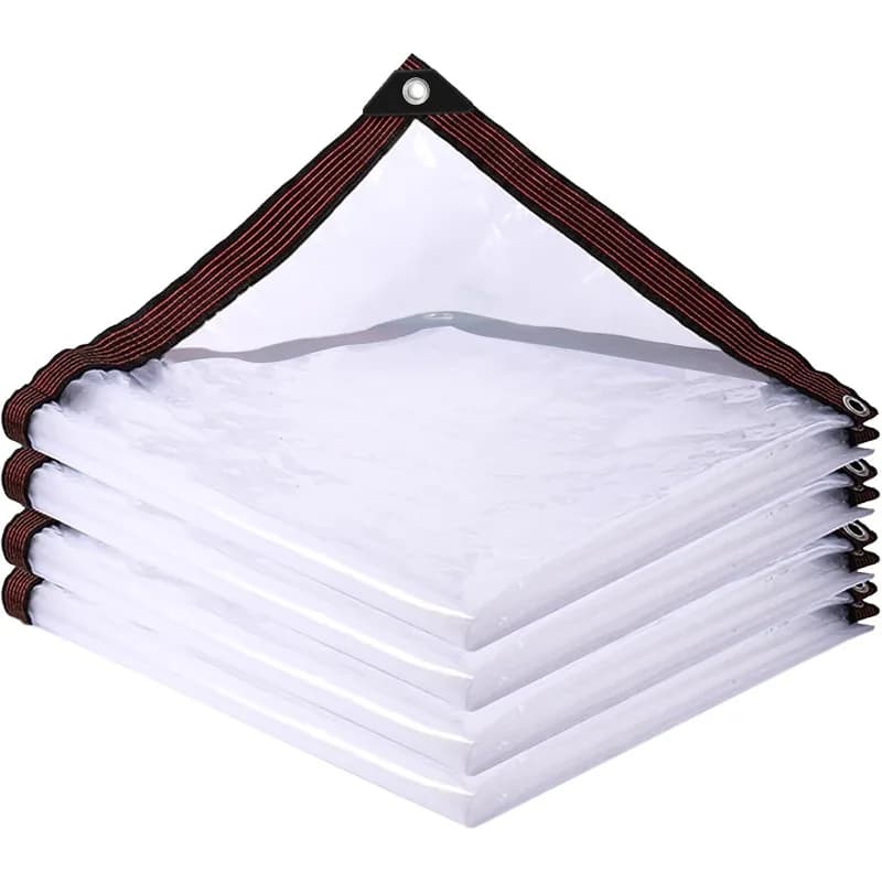 Telo in PE Trasparente 0,18mm Impermeabile Anti-UV Antistrappo con Occhielli per Copertura Piante da Giardino Telo Antipioggia per Esterni