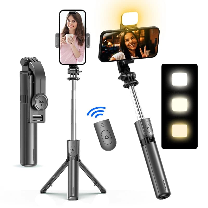 F01 Supporto per treppiede allungabile portatile a 6 sezioni Supporto per telefono leggero staccabile Girevole a 360 gradi Bluetooth Selfie R