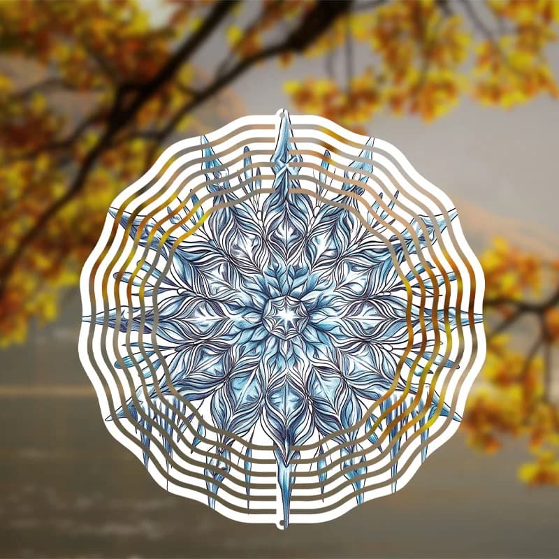 1pc Mandala Flower Hanging Wind Spinner, Metal Garden Wind Chime Yard Spinner with 360° Rotating Hook, Outdoor Decorative