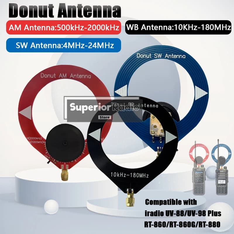 Mini Circle Loop Antenna Donut Broadband WB Antenna SW Shortwave AM Medium Wave Aerial For UV-88 UV-98 Plus RT-860G RT-880 Radio